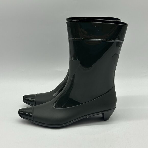 Jeffrey Campbell Drench Cap Toe Green Rubber Heel Rain Boots Women's Size 10 New - Picture 5 of 11